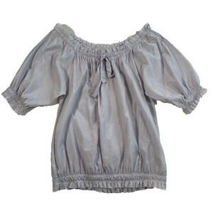 Mystree Blouse Purple White Stripe Off Shoulder Ruffle 3/4 Sleeve Women's Large